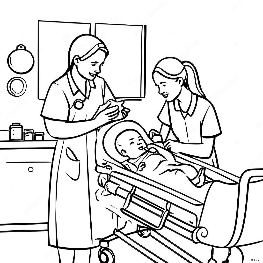 Nicu Nurses Caring For Babies Coloring Page 60397 50115
