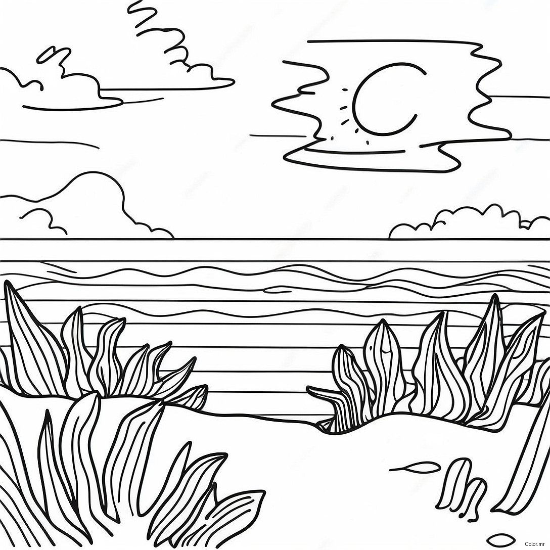 Outer Banks Sunset Over The Ocean Coloring Page 3811 3087