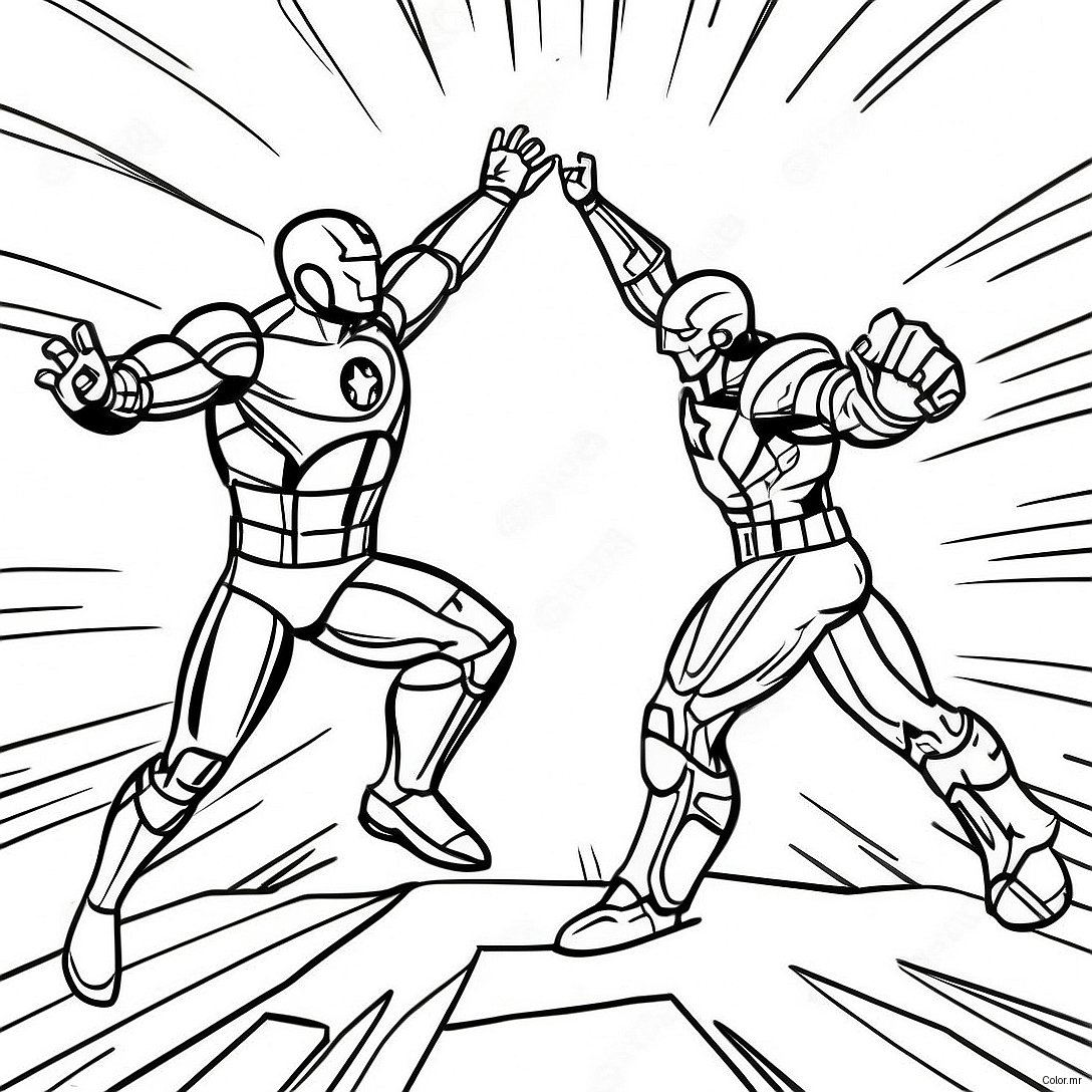 Pagina Da Colorare Battaglia Iron Man Vs Captain America 32852 17161