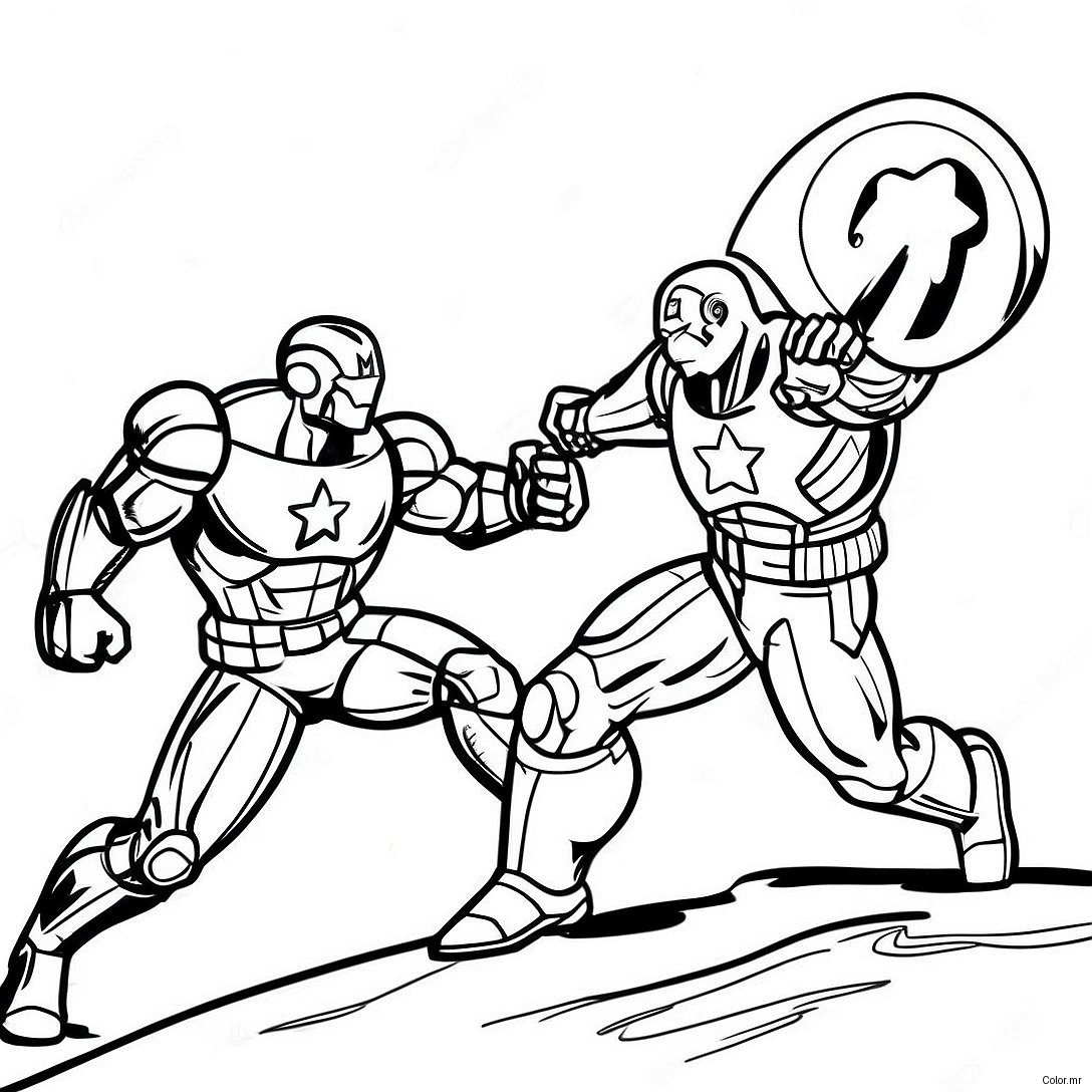 Pagina Da Colorare Battaglia Iron Man Vs Captain America 32852 17162