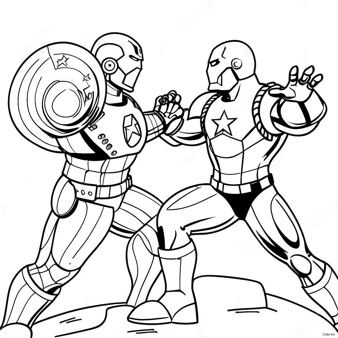 Pagina Da Colorare Battaglia Iron Man Vs Captain America 32852 17163