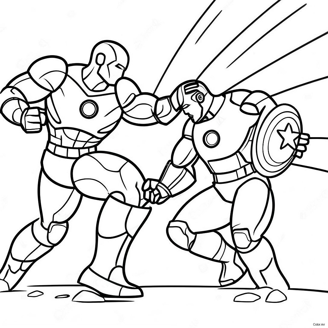 Pagina Da Colorare Battaglia Iron Man Vs Captain America 32852 17164