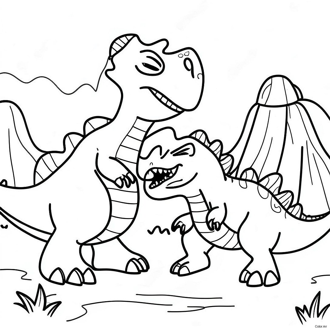Pagina Da Colorare Battaglia T Rex Vs Triceratopo 50365 41996