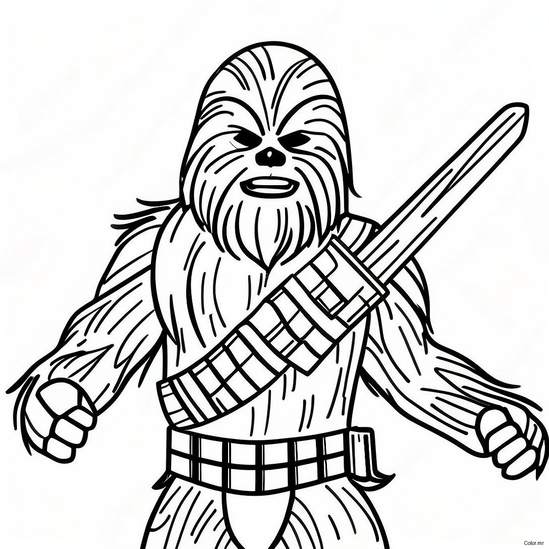 Pagina Da Colorare Chewbacca In Posa Da Battaglia 19189 16044