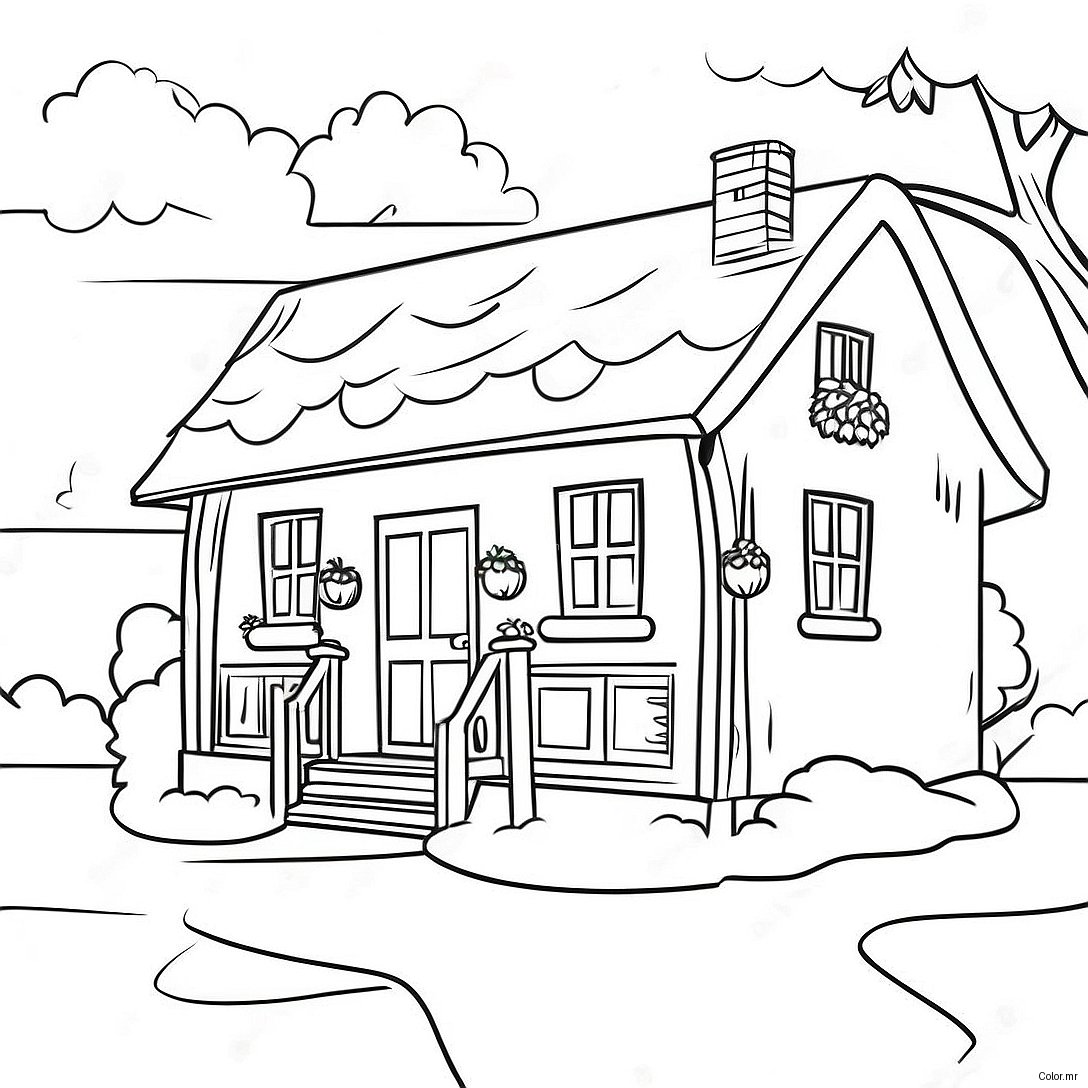 Pagina Da Colorare Cottage Accogliente 65351 54006