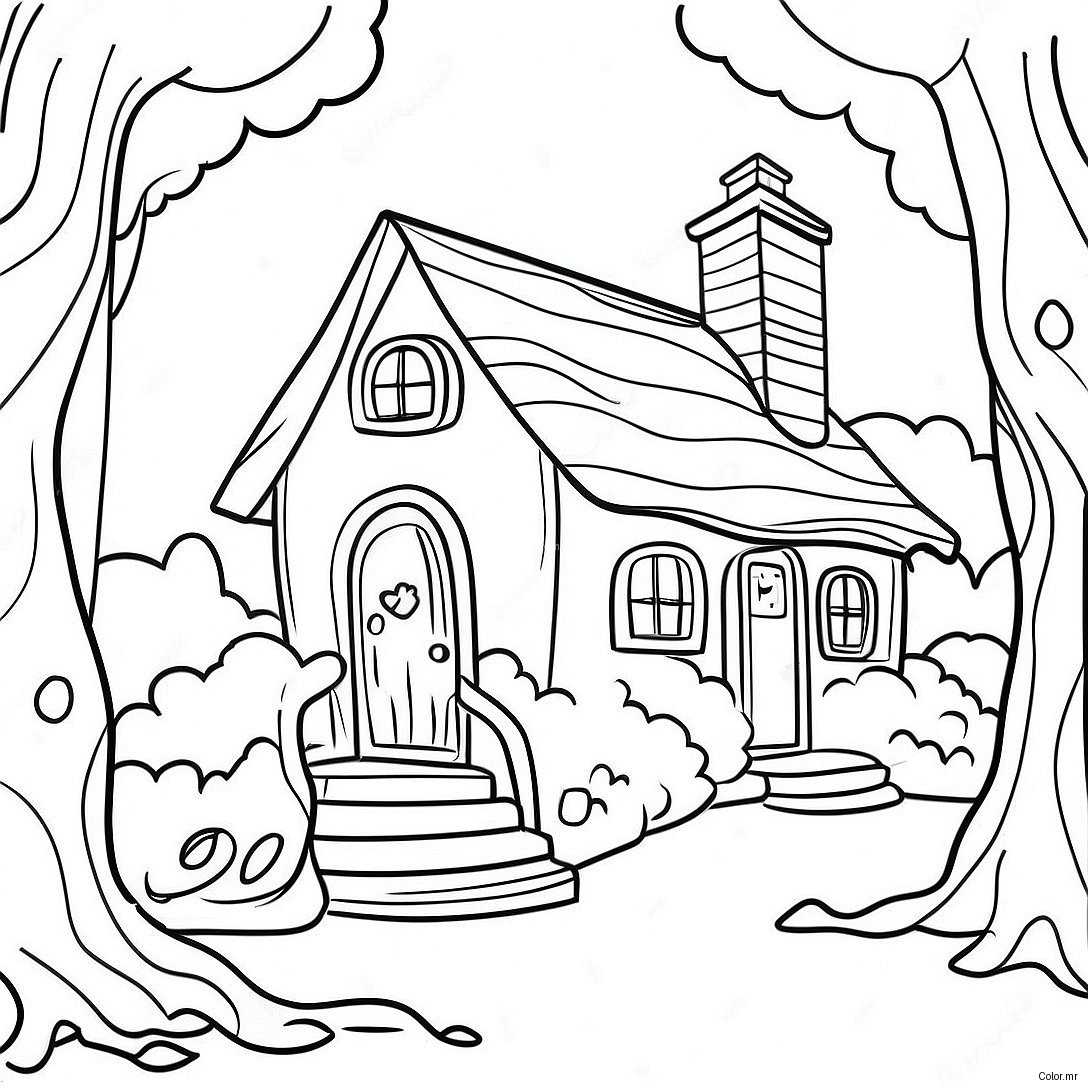 Pagina Da Colorare Cottage Incantevole Nel Bosco 70094 57961