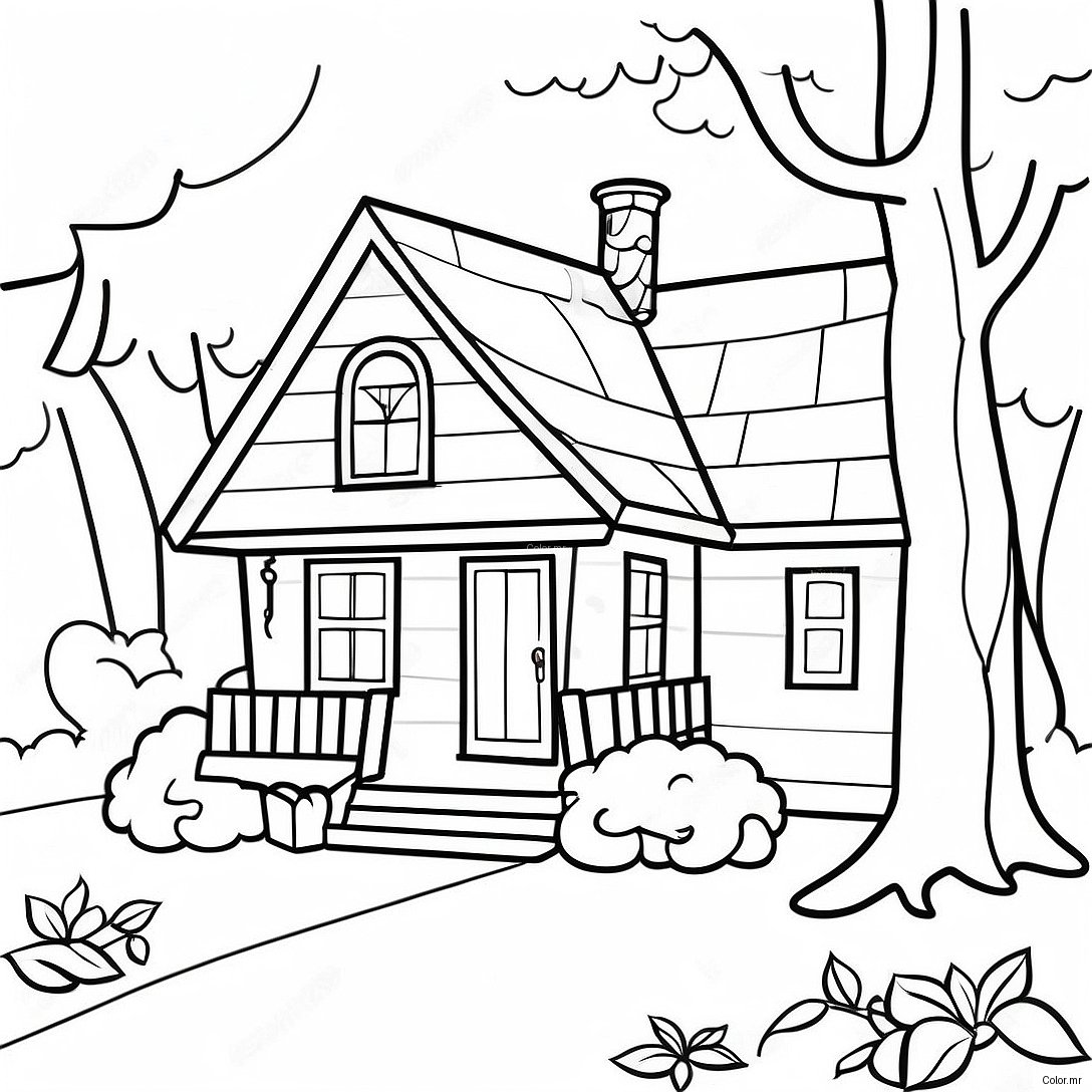 Pagina Da Colorare Cottage Incantevole Nel Bosco 70094 57962