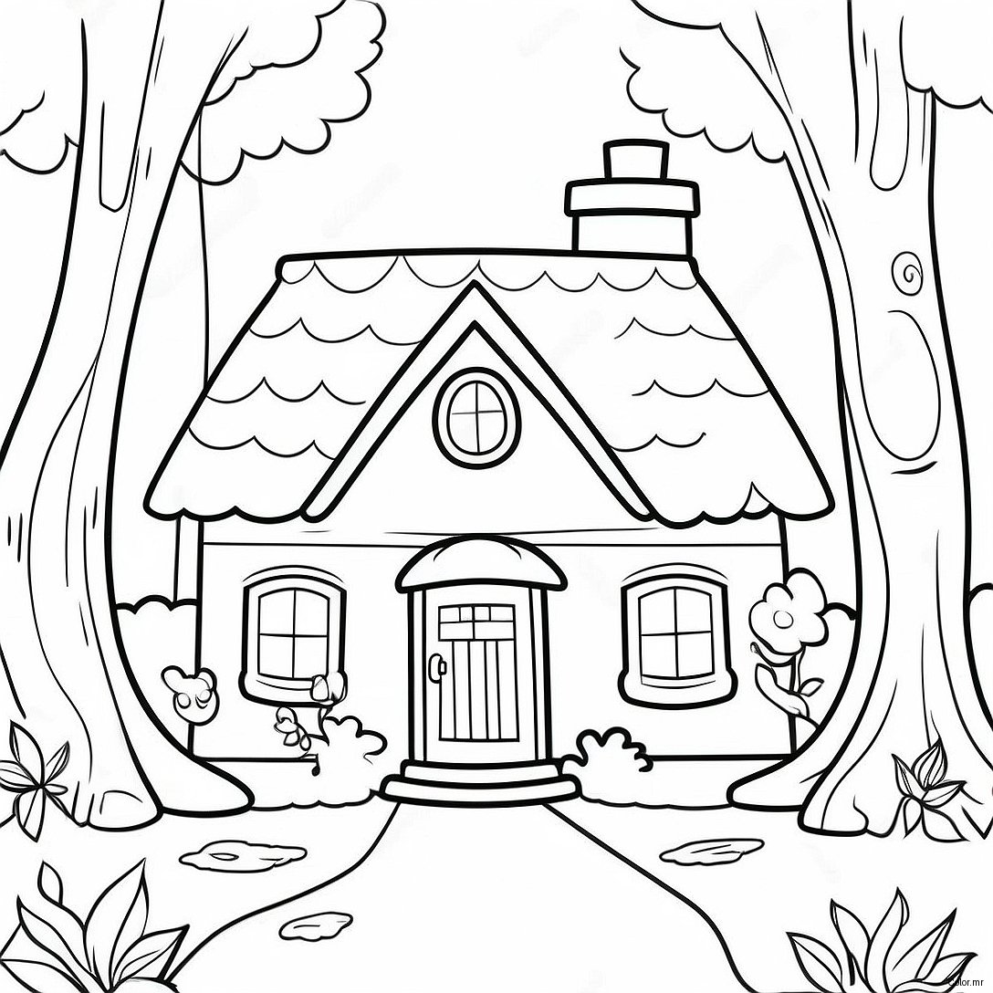 Pagina Da Colorare Cottage Incantevole Nel Bosco 70094 57963