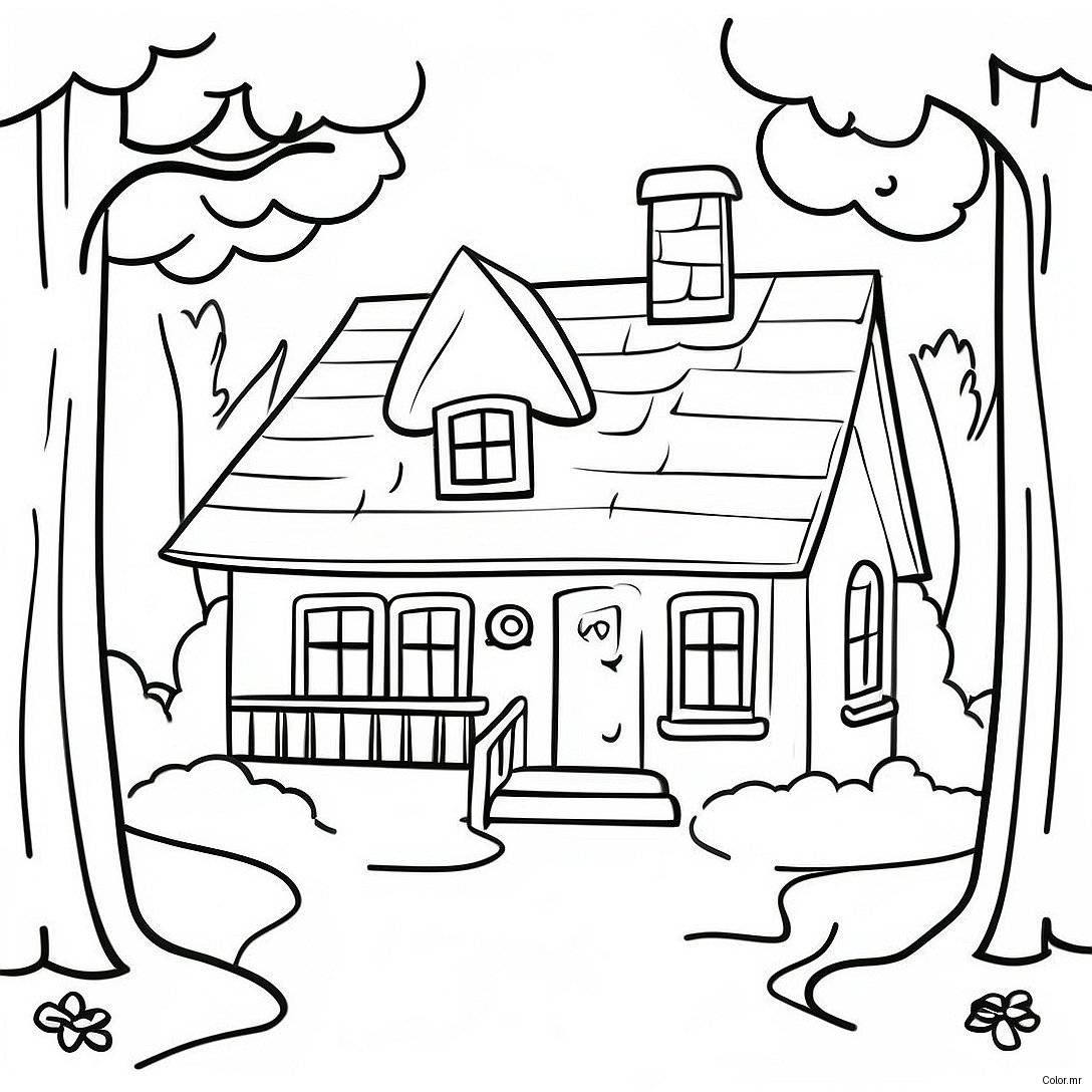 Pagina Da Colorare Cottage Incantevole Nel Bosco 70094 57964