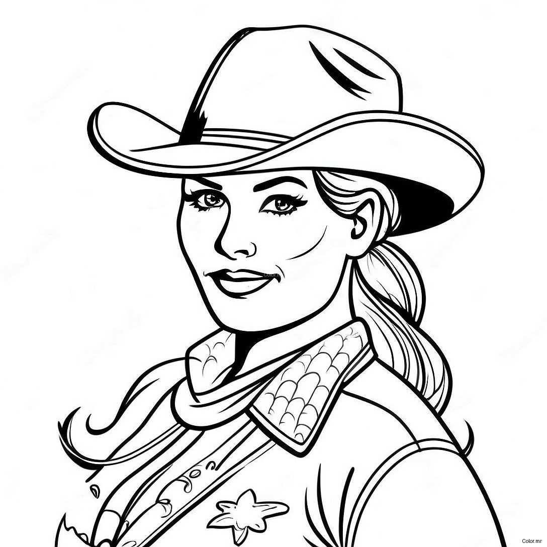 Pagina Da Colorare Cowgirl Vintage Con Lasso 38727 32186