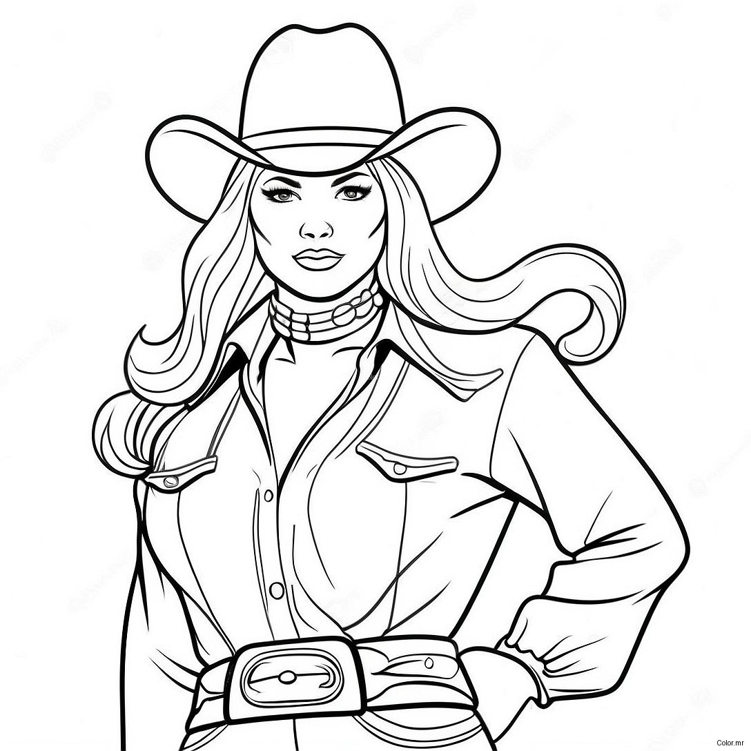Pagina Da Colorare Cowgirl Vintage Con Lasso 38727 32187