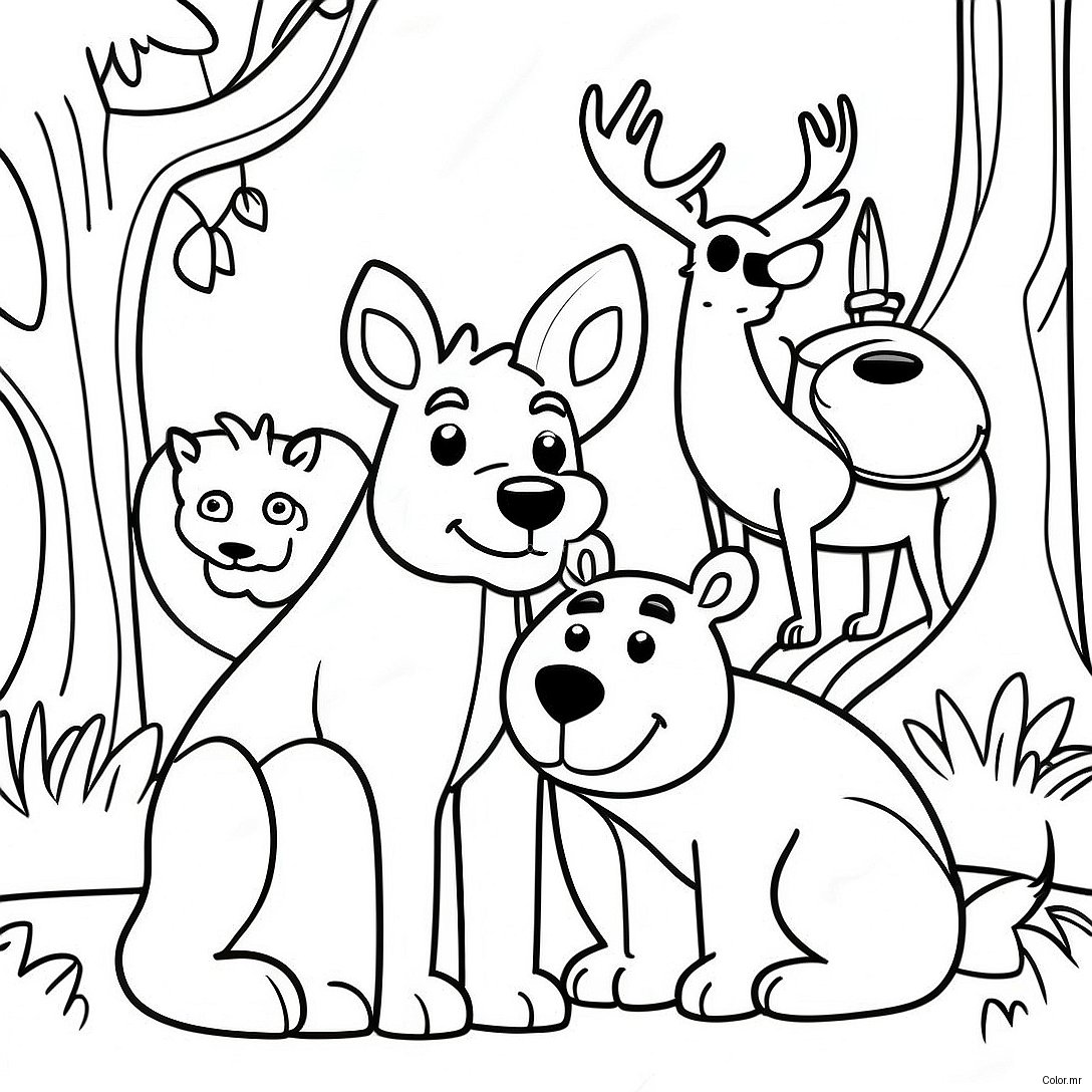 Pagina Da Colorare Degli Amici Animali Della Stagione Aperta 38567 32064