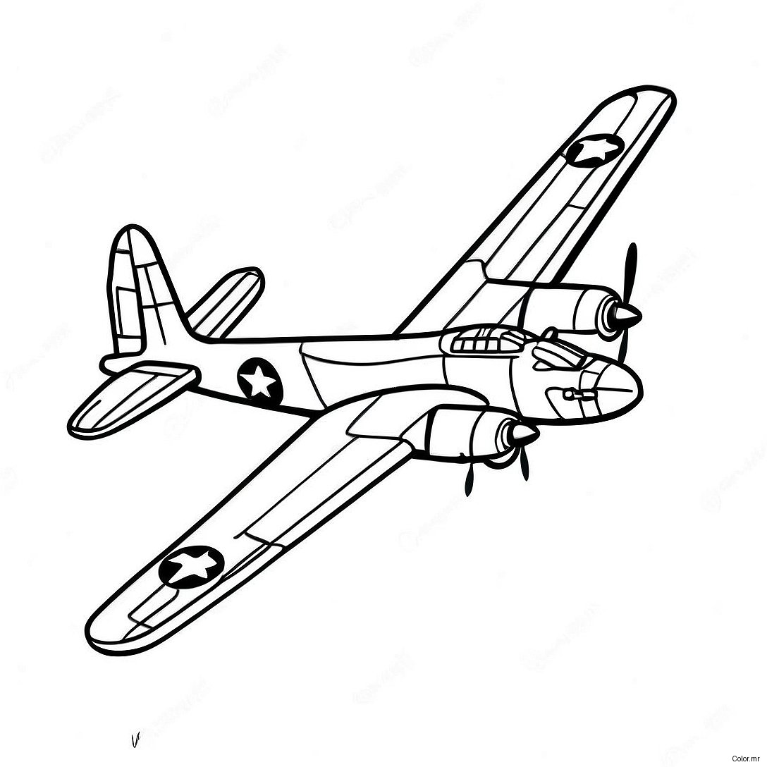 Pagina Da Colorare Del Bombardiere B 17 Vintage In Volo 74396 61382