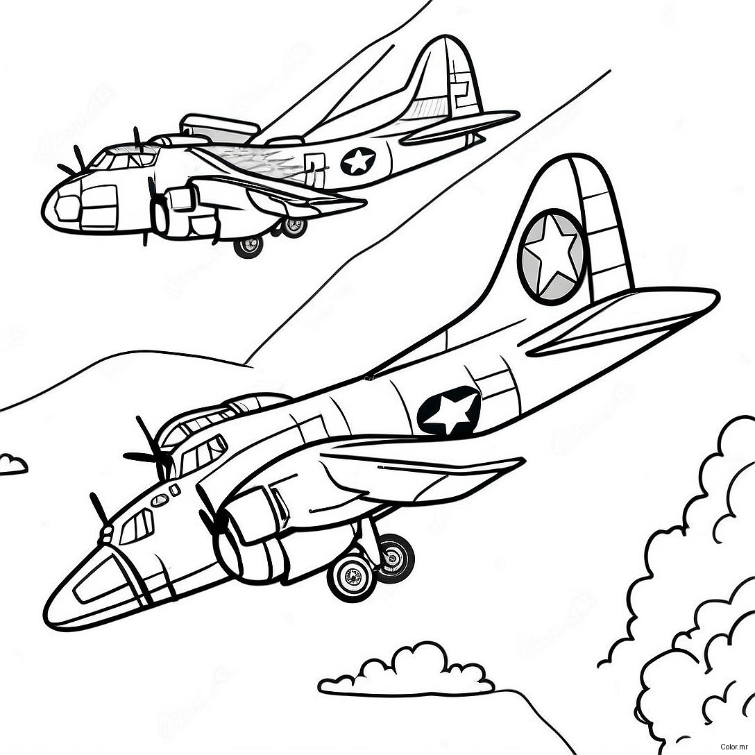 Pagina Da Colorare Del Bombardiere B 17 Vintage In Volo 74396 61383