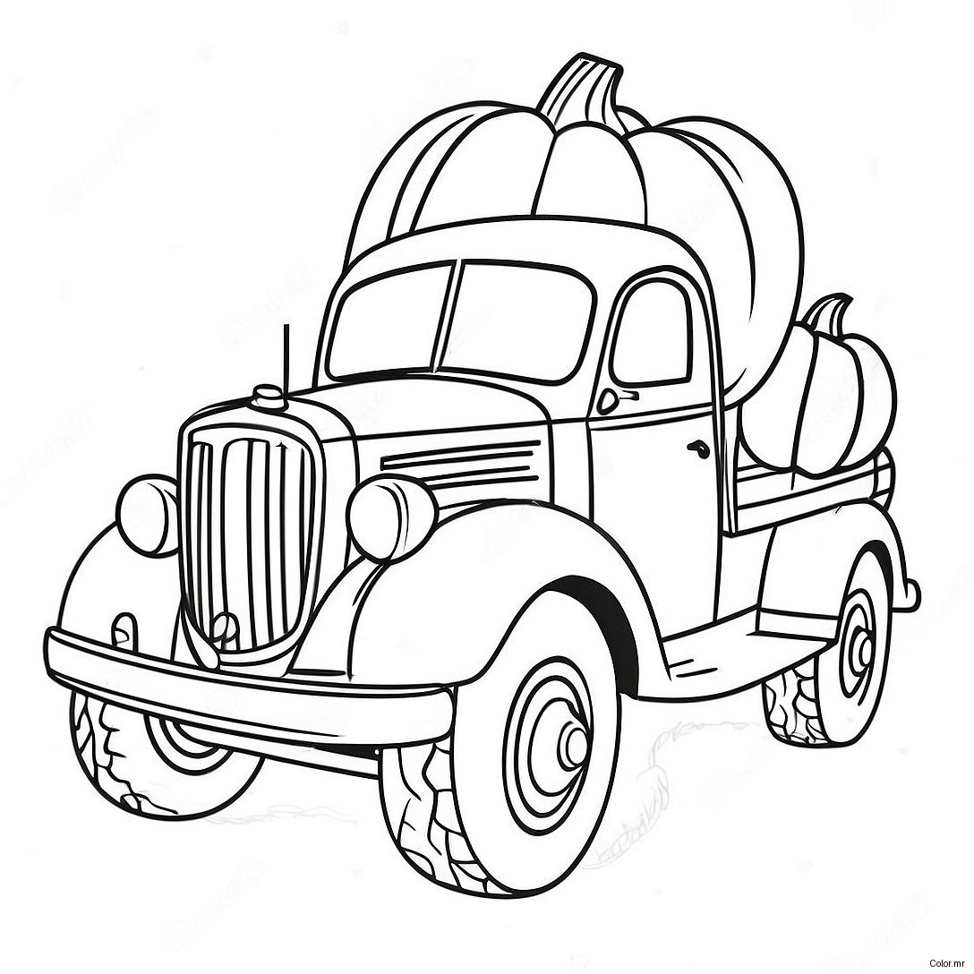Pagina Da Colorare Del Camion Di Zucca Vintage 65971 54493