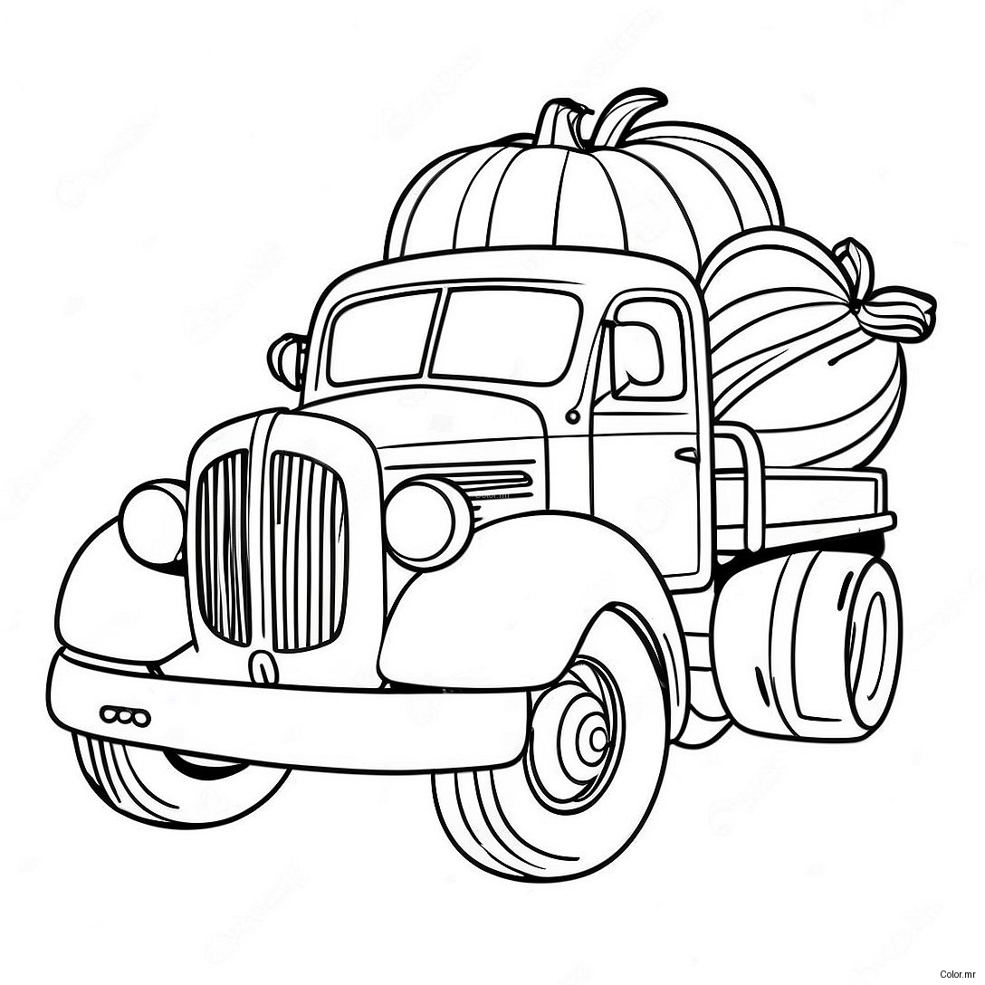 Pagina Da Colorare Del Camion Di Zucca Vintage 65971 54494