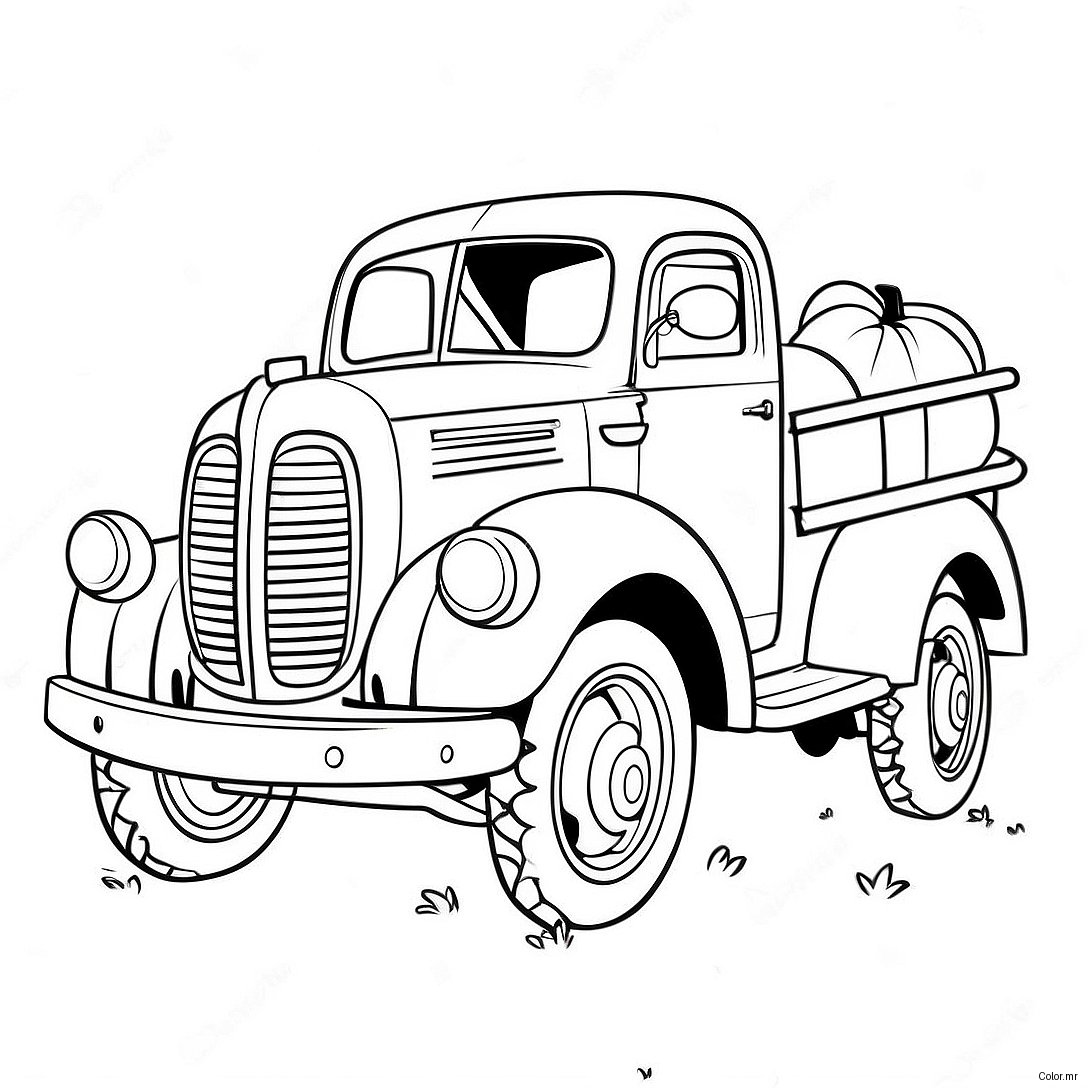Pagina Da Colorare Del Camion Di Zucca Vintage 65971 54495