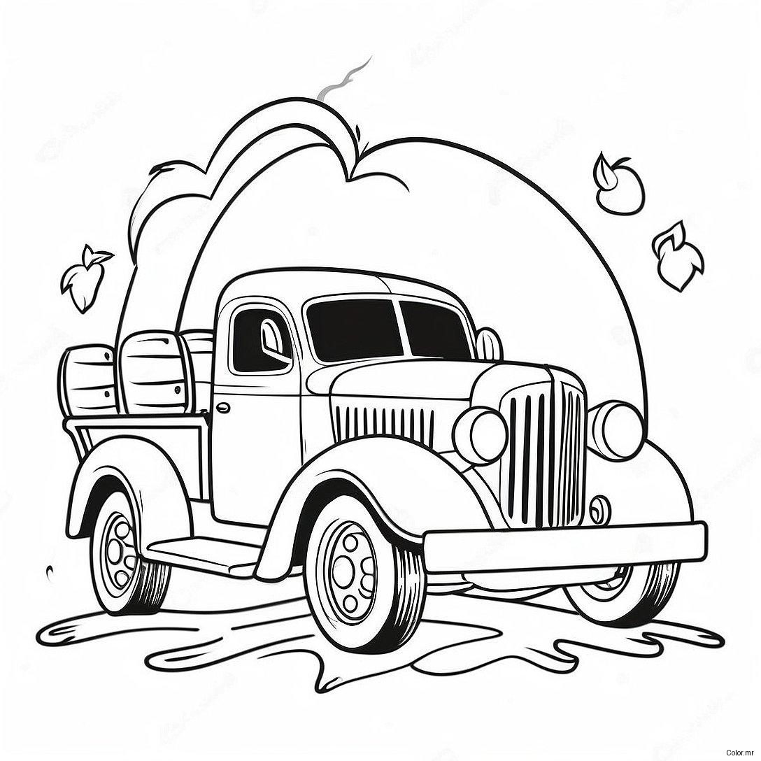 Pagina Da Colorare Del Camion Di Zucca Vintage 65971 54496