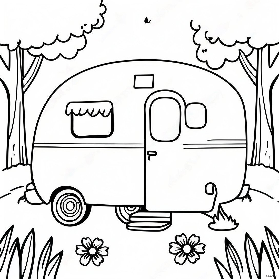 Pagina Da Colorare Del Camper Vintage Nella Natura 6405 5117