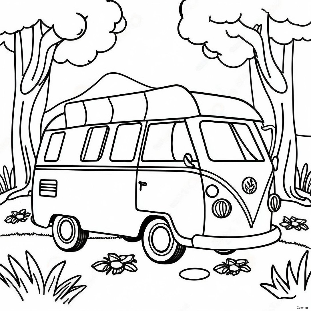 Pagina Da Colorare Del Camper Vintage Nella Natura 6405 5118