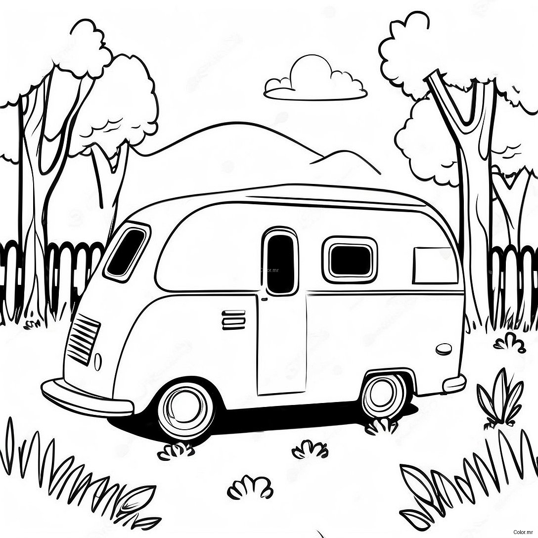 Pagina Da Colorare Del Camper Vintage Nella Natura 6405 5119