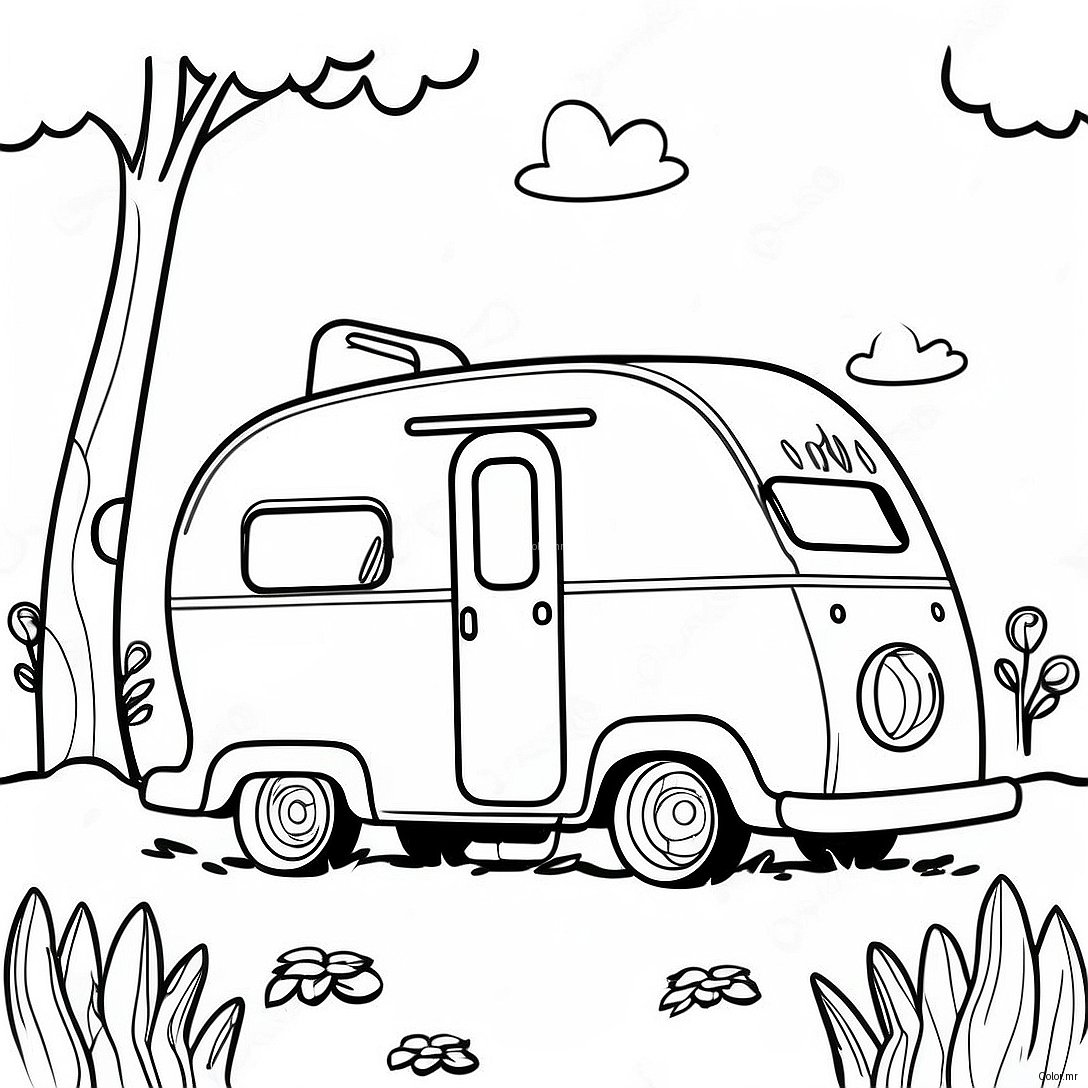 Pagina Da Colorare Del Camper Vintage Nella Natura 6405 5120