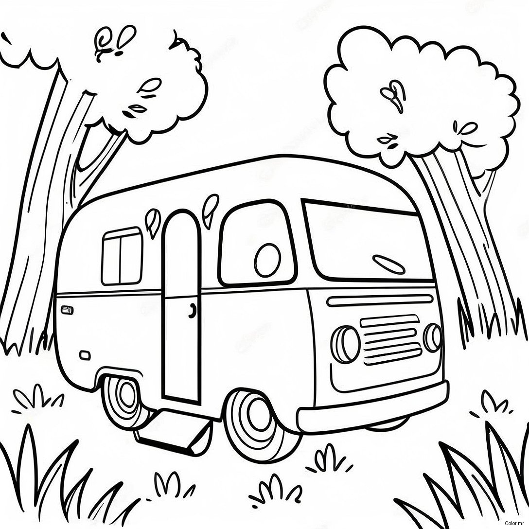 Pagina Da Colorare Del Camper Vintage Nella Natura 6405 5213