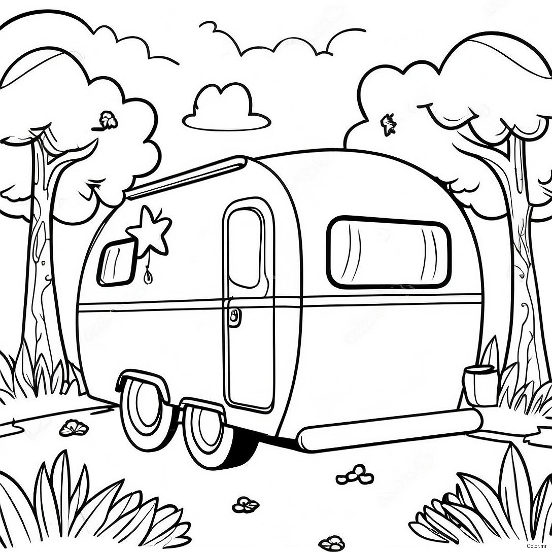 Pagina Da Colorare Del Camper Vintage Nella Natura 6405 5214