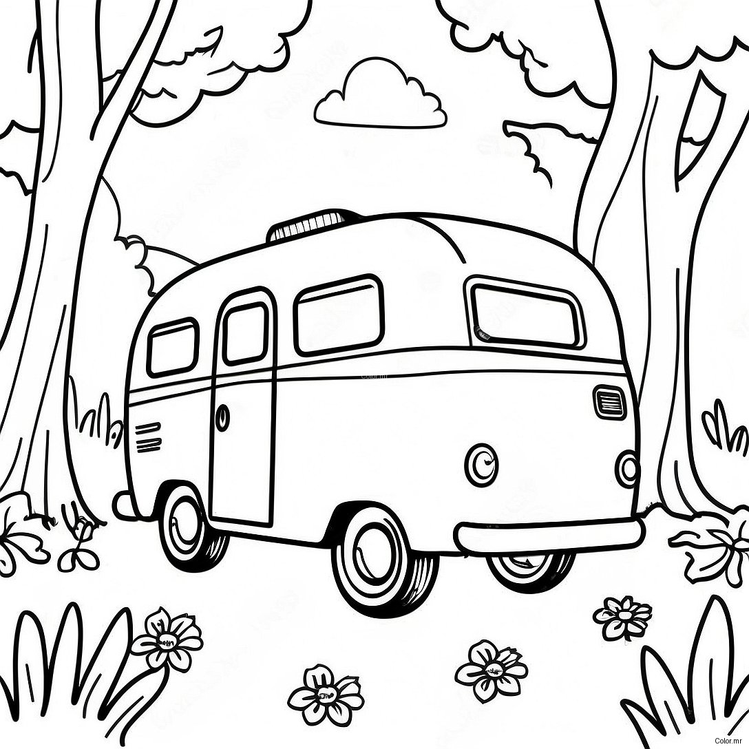 Pagina Da Colorare Del Camper Vintage Nella Natura 6405 5216