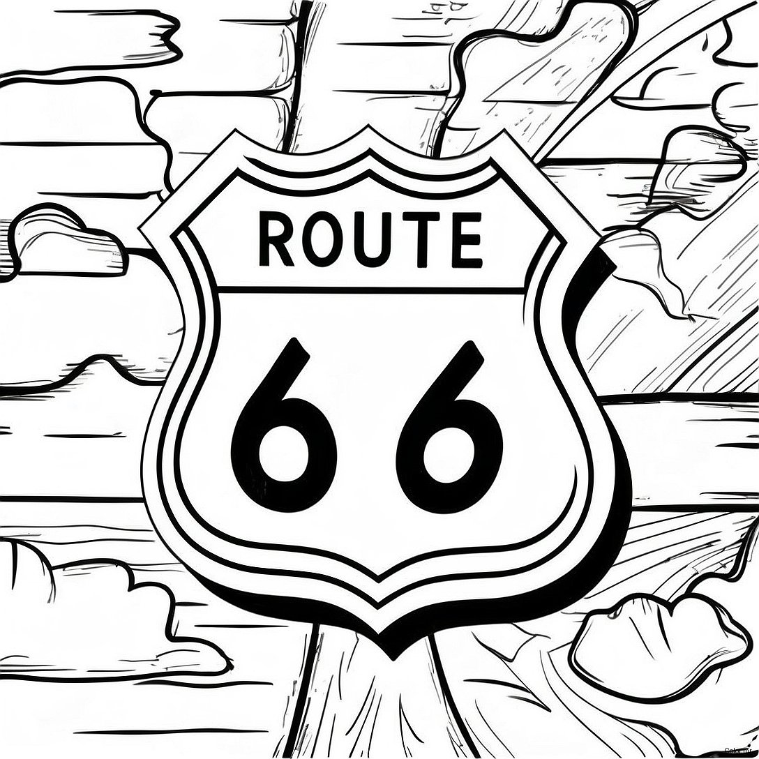 Pagina Da Colorare Del Cartello Vintage Della Route 66 64631 53428