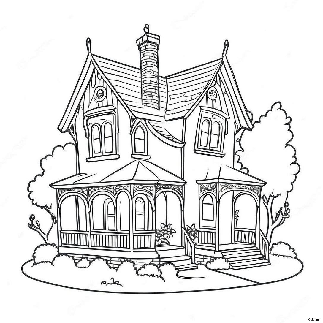 Pagina Da Colorare Del Delizioso Cottage Vittoriano 21773 20175