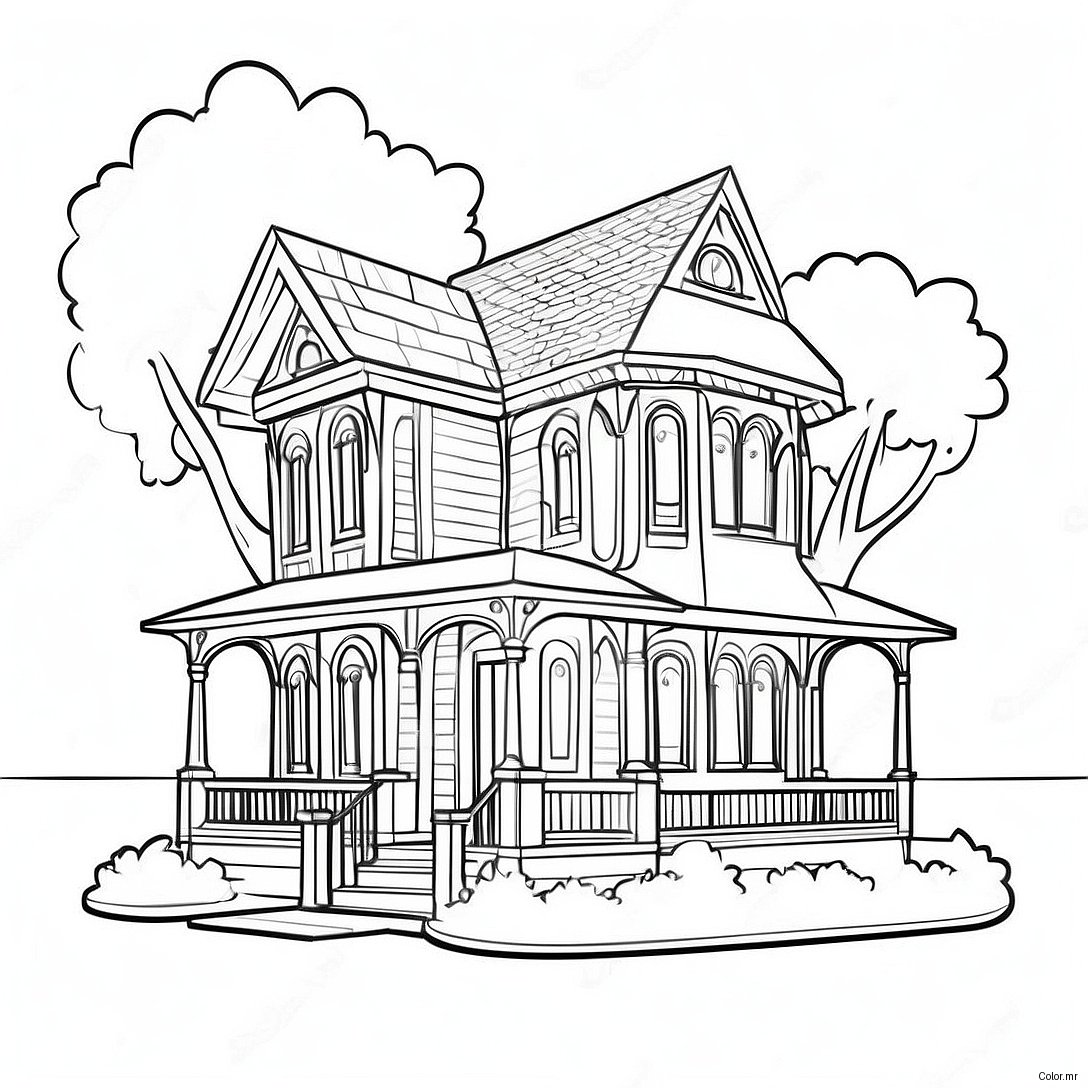 Pagina Da Colorare Del Delizioso Cottage Vittoriano 21773 20176