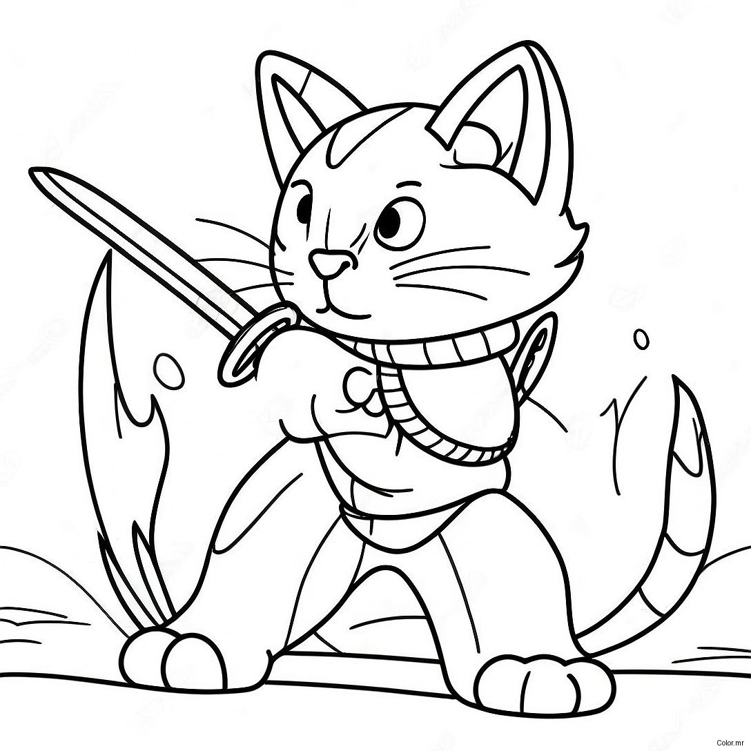 Pagina Da Colorare Del Feroce Gatto Guerriero In Battaglia 31829 16371