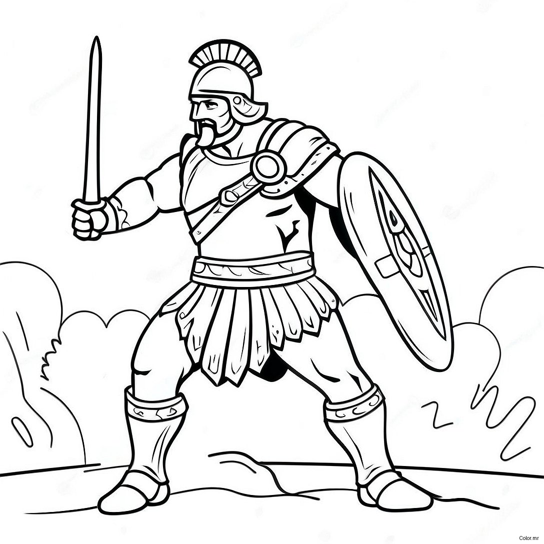 Pagina Da Colorare Del Gladiatore Senza Paura In Battaglia 49445 41057