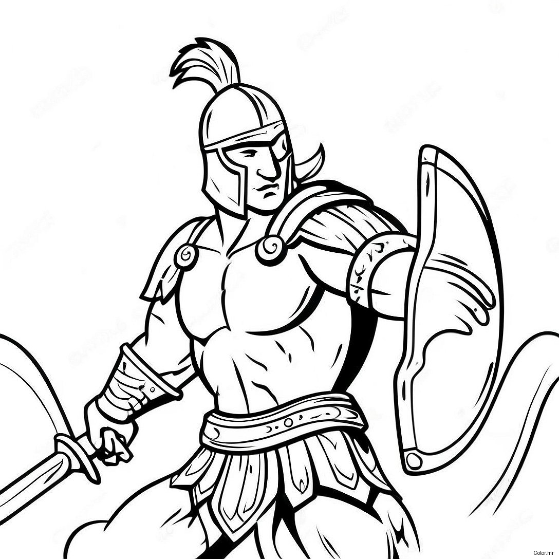 Pagina Da Colorare Del Gladiatore Senza Paura In Battaglia 49445 41058