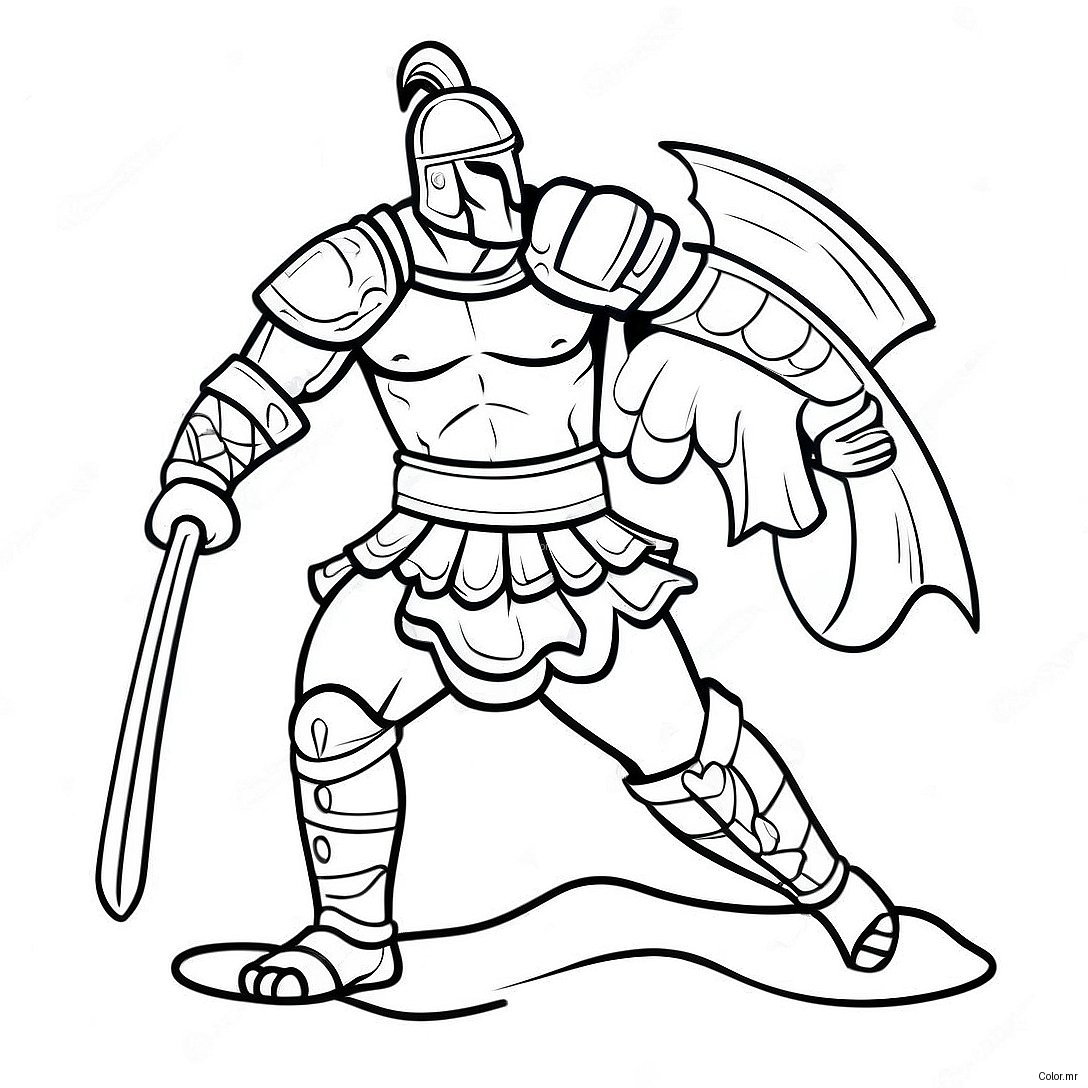Pagina Da Colorare Del Gladiatore Senza Paura In Battaglia 49445 41060