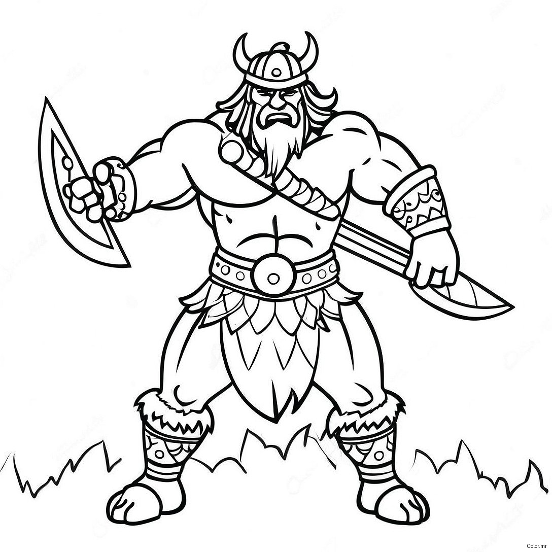 Pagina Da Colorare Del Re Barbaro In Battaglia 30449 27355