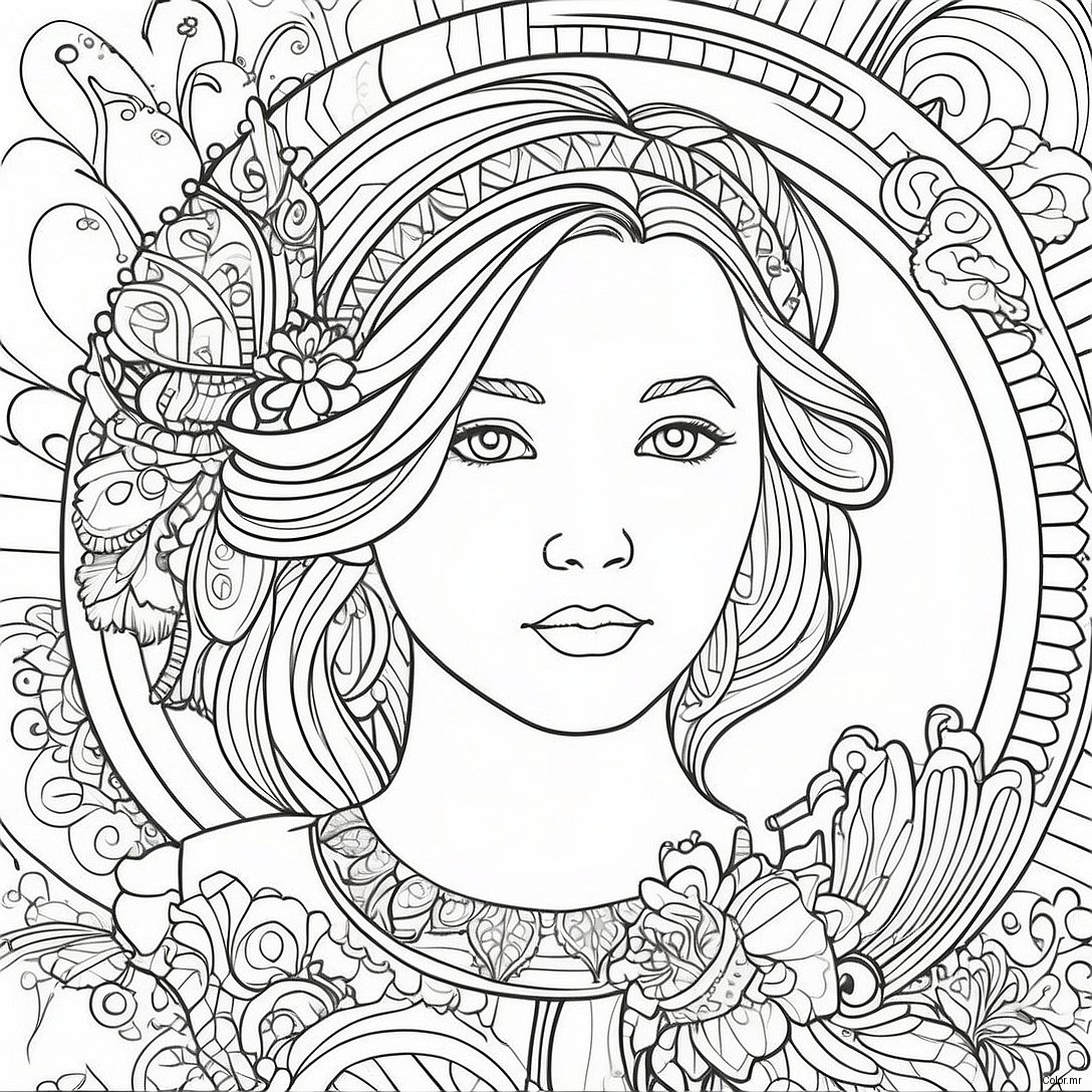 Pagina Da Colorare Del Ritratto Dettagliato 23264 21350