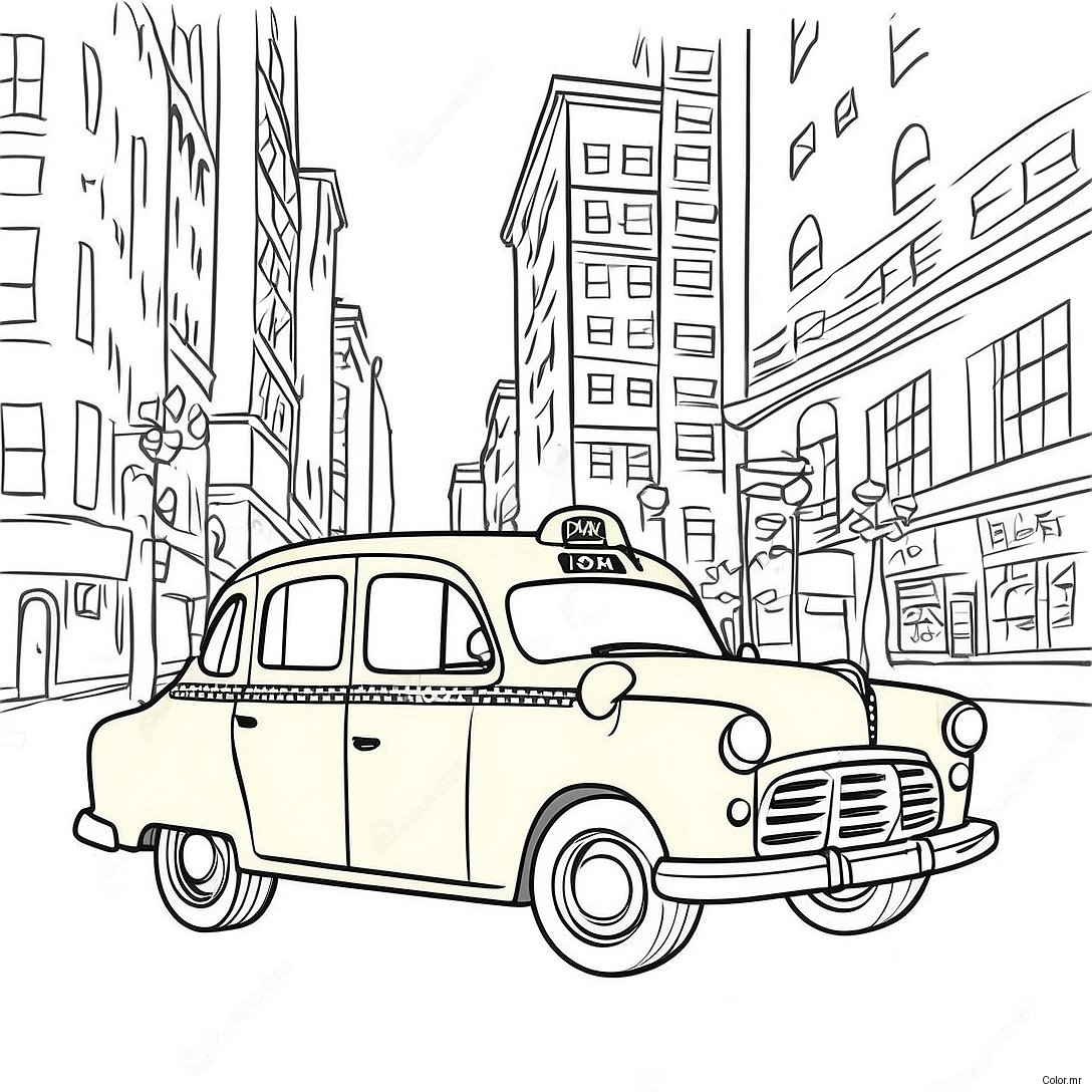 Pagina Da Colorare Del Taxi Giallo Vintage 55612 46259