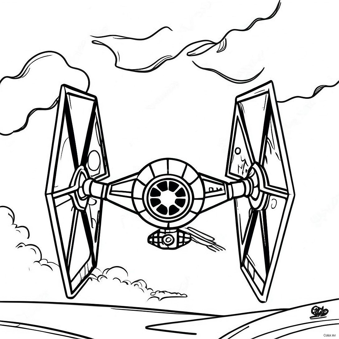 Pagina Da Colorare Del Tie Fighter Classico In Battaglia 43633 36314