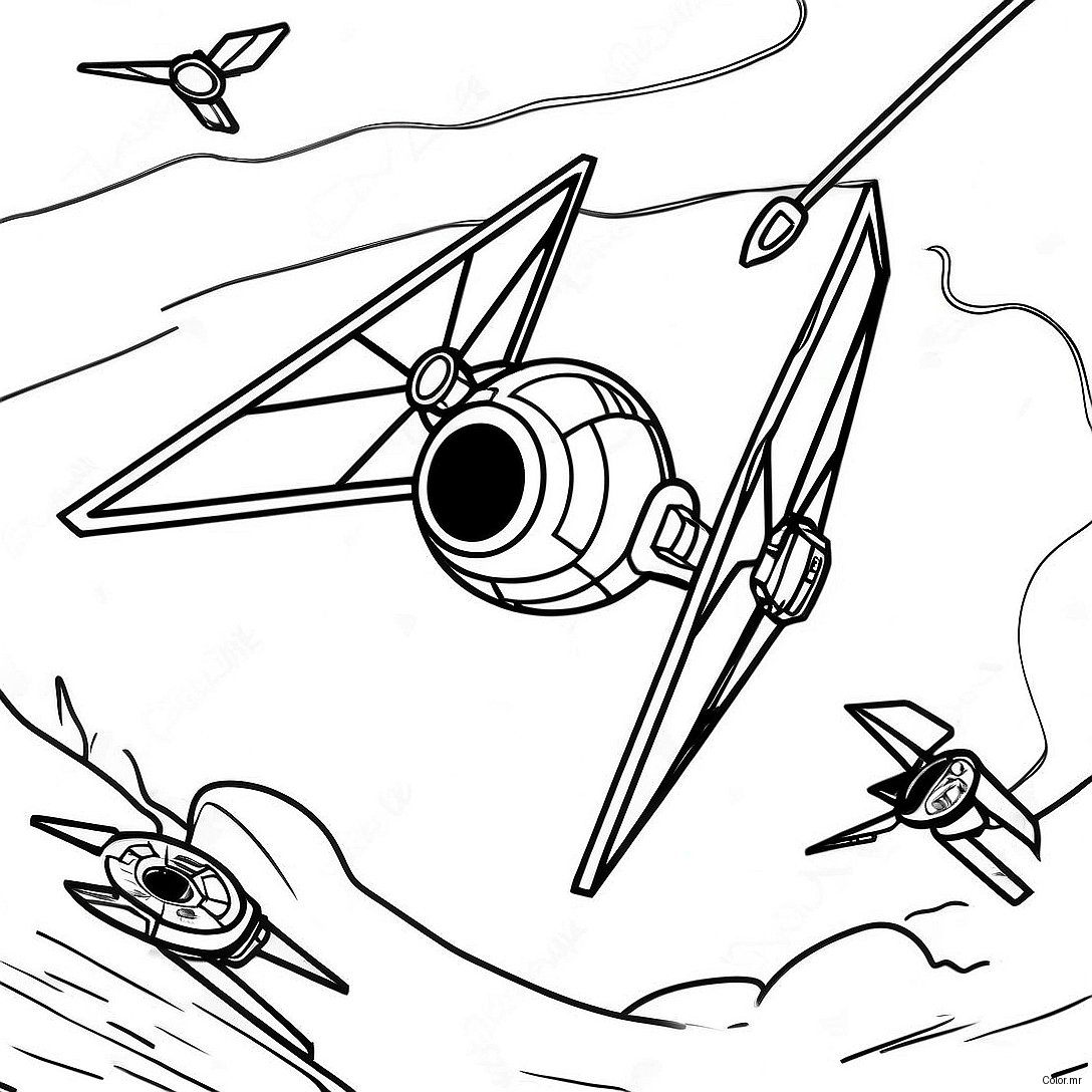Pagina Da Colorare Del Tie Fighter Classico In Battaglia 43633 36315