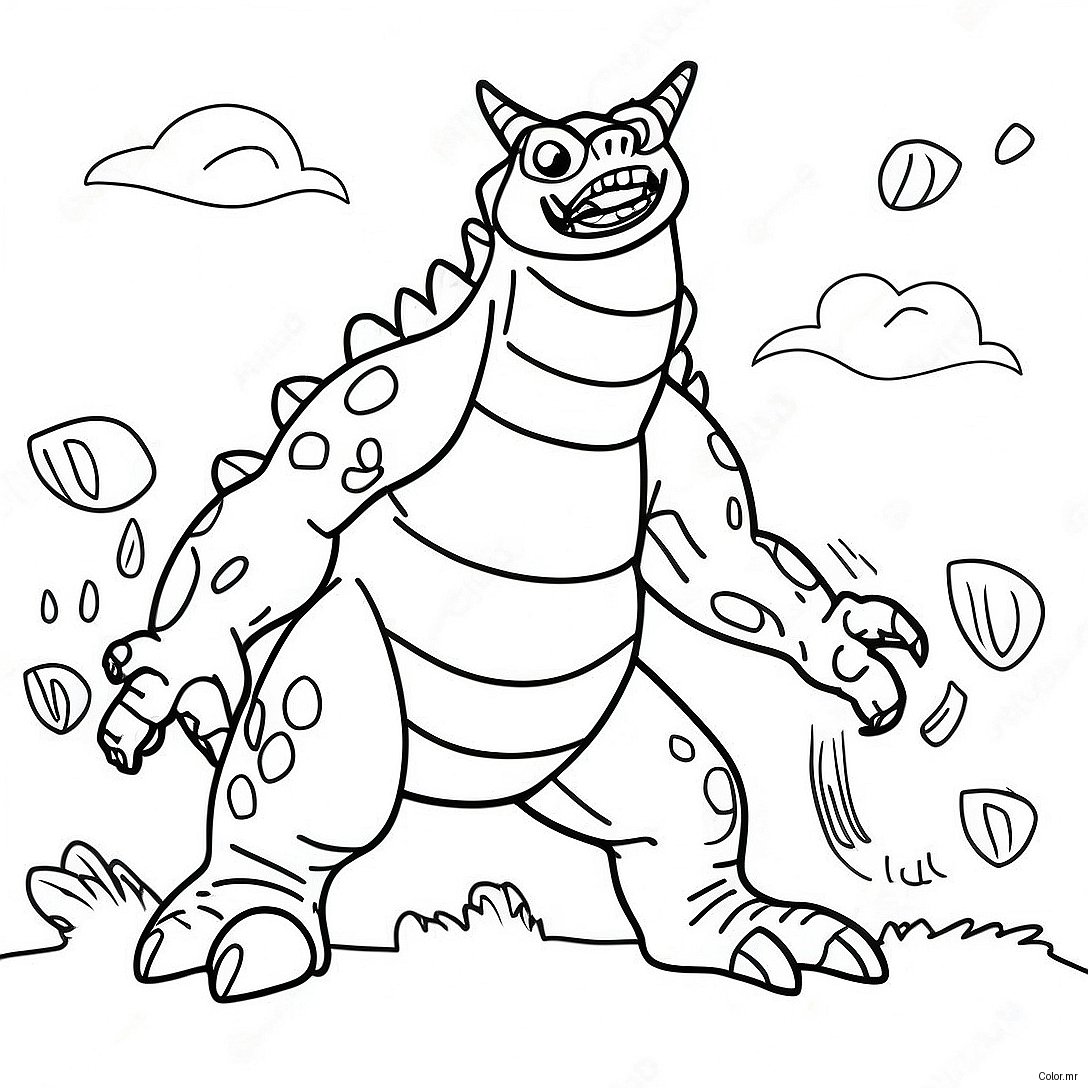 Pagina Da Colorare Della Battaglia Dei Kaiju Giganti 9167 7489