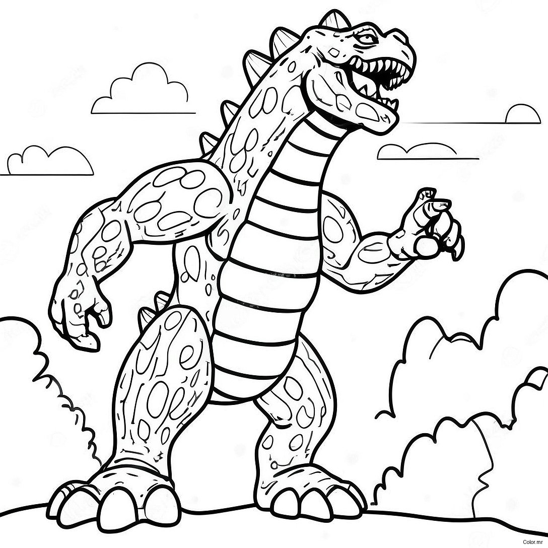 Pagina Da Colorare Della Battaglia Dei Kaiju Giganti 9167 7490
