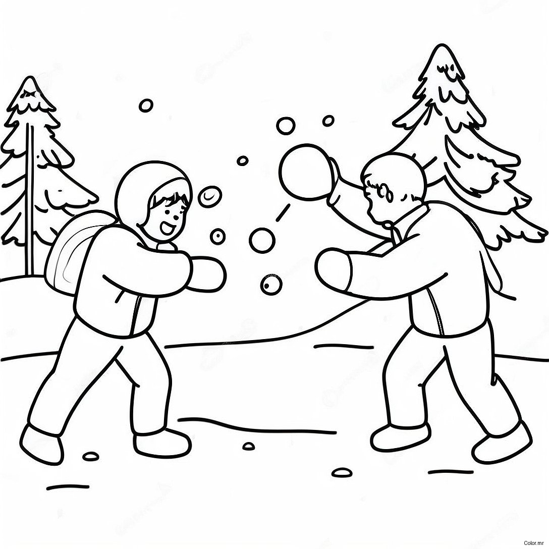 Pagina Da Colorare Della Battaglia Di Palle Di Neve 54109 45085