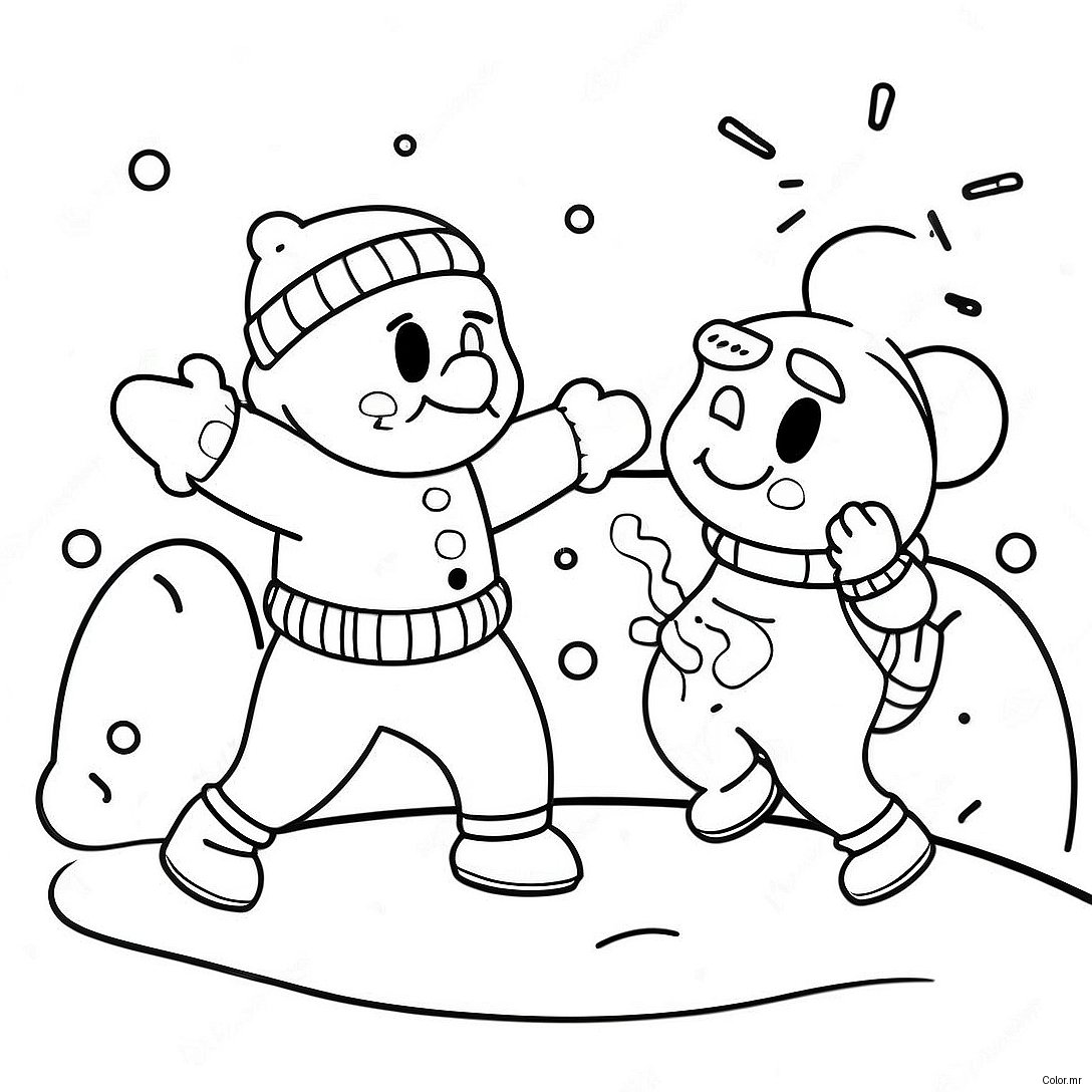 Pagina Da Colorare Della Battaglia Di Palle Di Neve 54109 45087