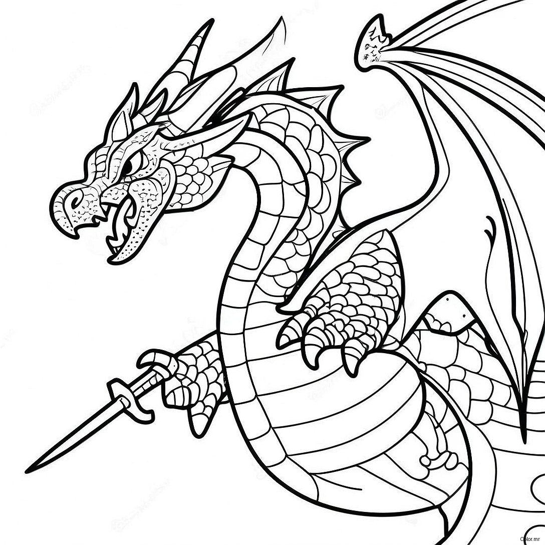 Pagina Da Colorare Della Battaglia Epica Con Il Drago Finale 34273 28484