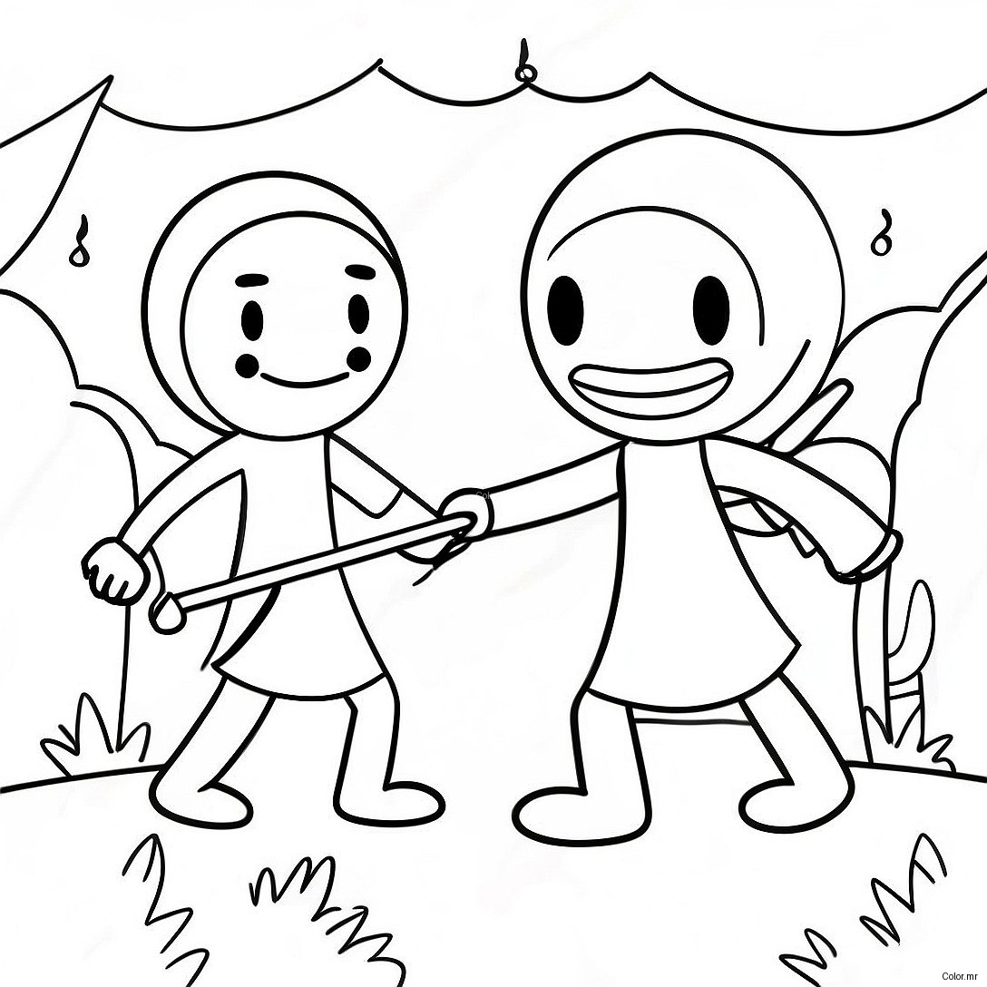 Pagina Da Colorare Della Battaglia Epica Dei Stickman 56422 46902