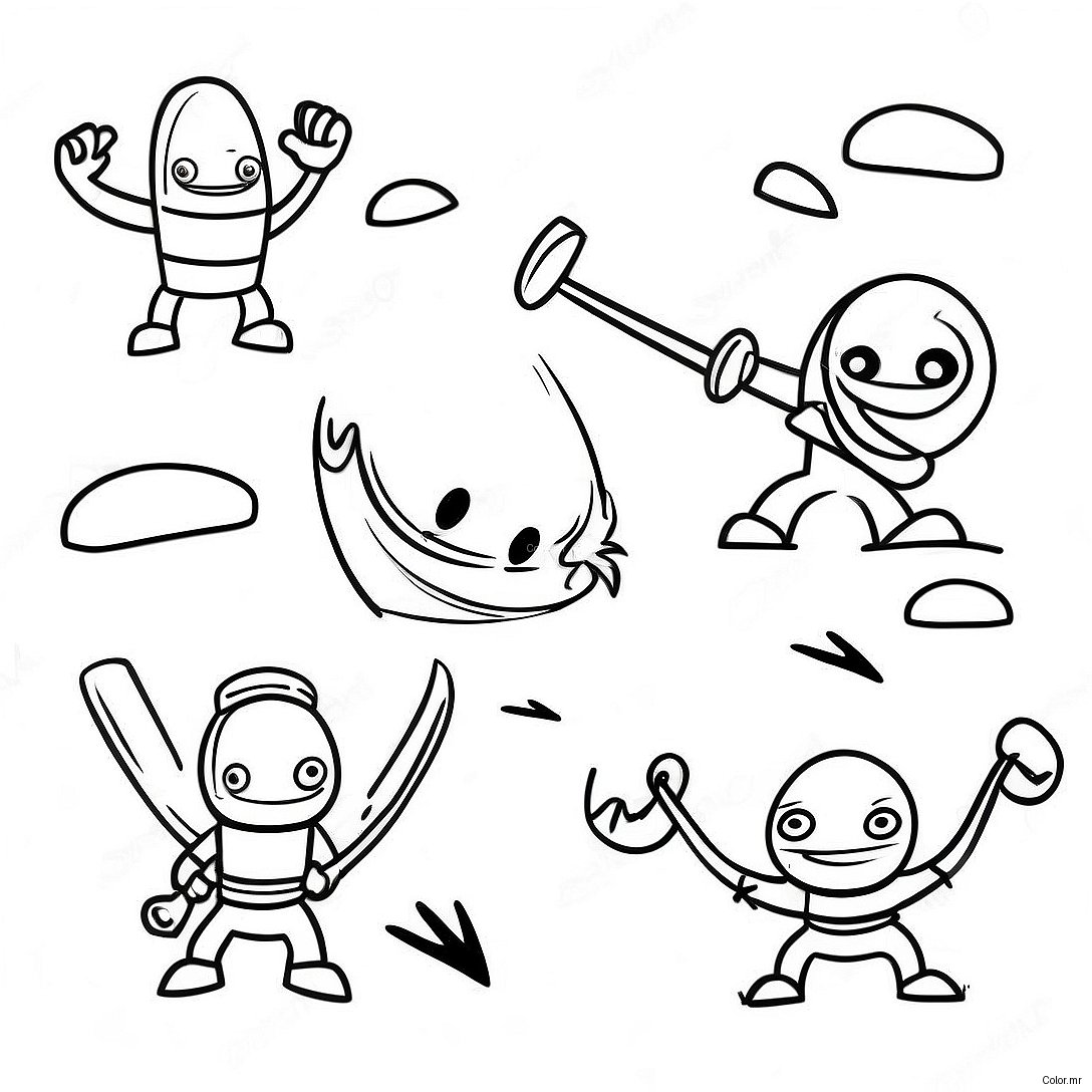 Pagina Da Colorare Della Battaglia Epica Dei Stickman 56422 46903
