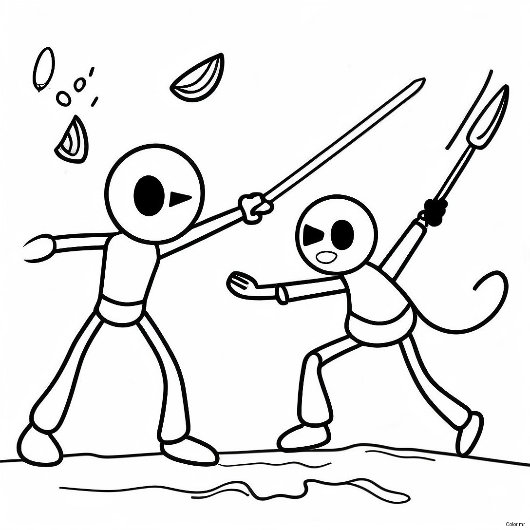 Pagina Da Colorare Della Battaglia Epica Dei Stickman 56422 46904