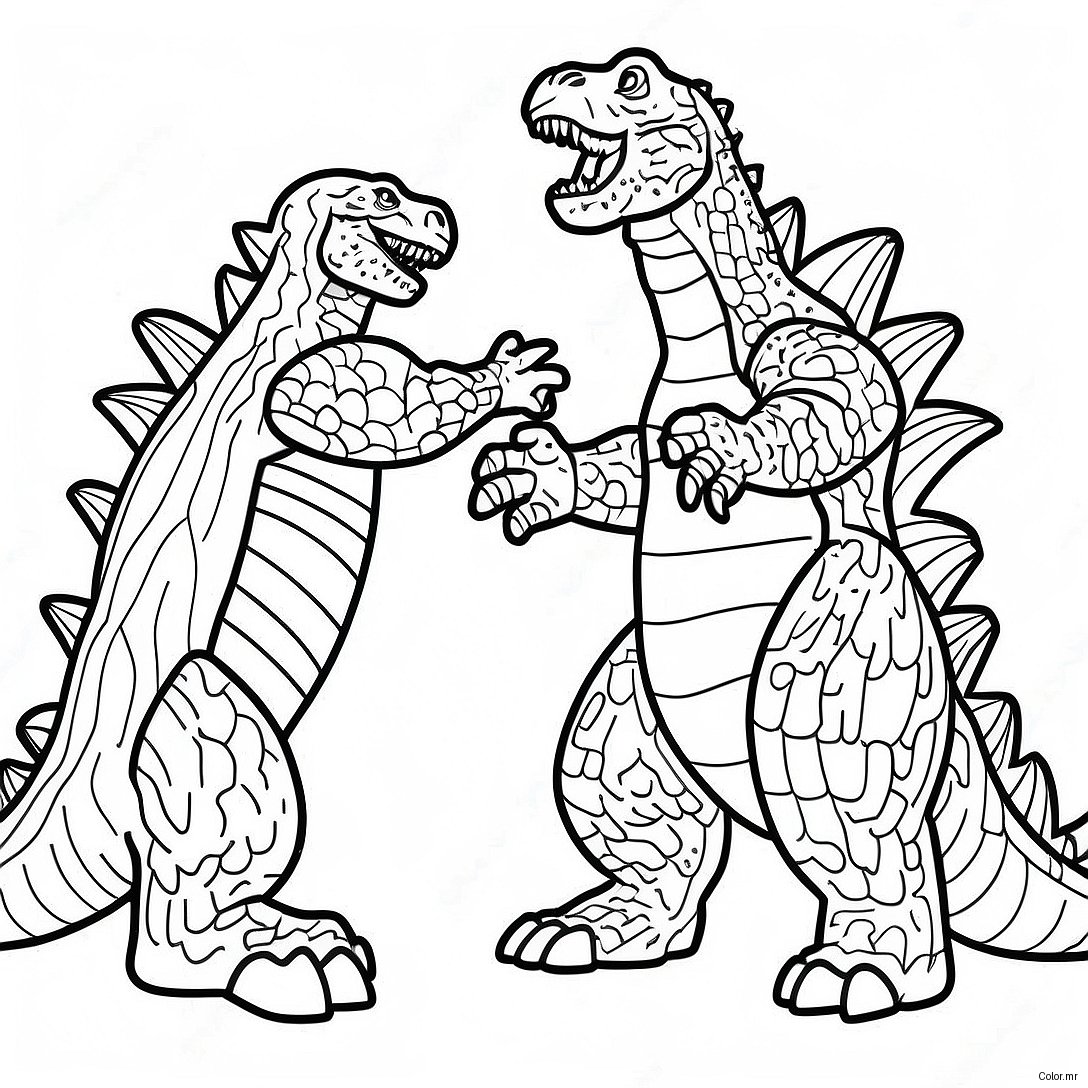 Pagina Da Colorare Della Battaglia Epica Di Godzilla 18016 15098
